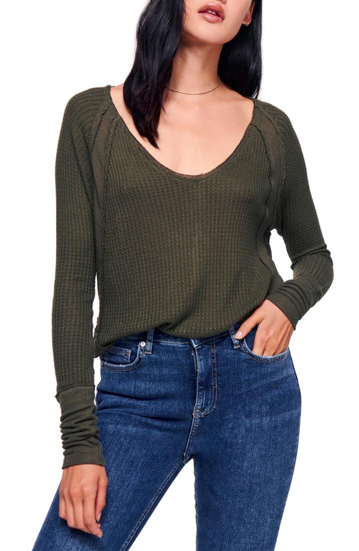 Women's We The Free By Free People Catalina V-neck Thermal Top - Pink