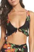 Women's Isabella Rose Tropicali Ruffle Bikini Top - Black