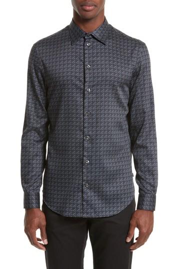 Men's Armani Collezioni Fit Geo Print Sport Shirt