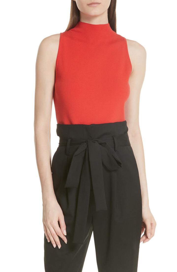 Women's Milly Mock Neck Tank, Size - Red