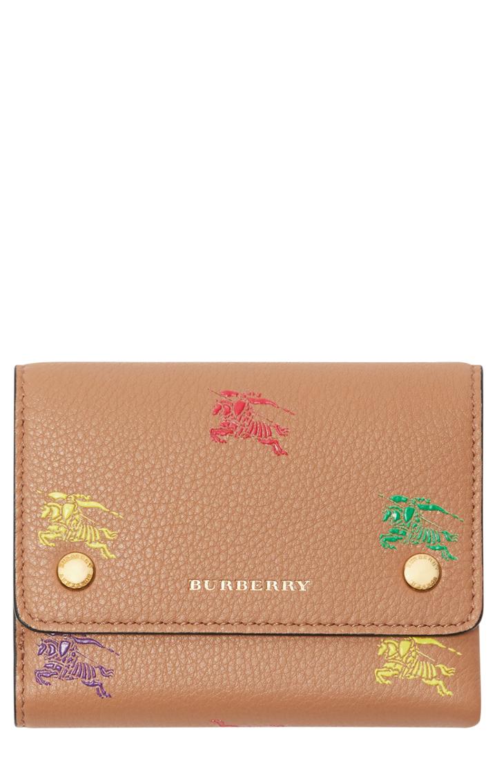 Women's Burberry Embossed Leather Flap Wallet - Beige