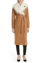 Women's Ted Baker London Colour By Numbers Alcaza Wool Coat With Removable Faux Fur Collar - Beige