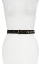 Women's Frye Studded Moto Calfskin Leather Belt - Black