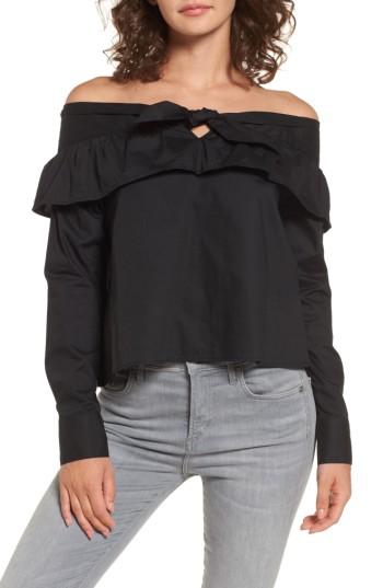 Women's The Fifth Label Paper Planes Off The Shoulder Top - Black