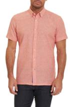 Men's Robert Graham Tailored Fit Stripe Short Sleeve Sport Shirt X-large - Orange