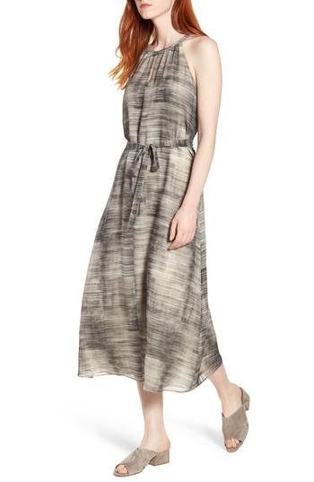 Women's Eileen Fisher Silk Midi Dress, Size - Grey