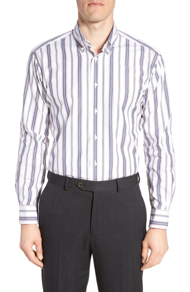Men's Gitman Tailored Fit Stripe Dress Shirt - 35 - White