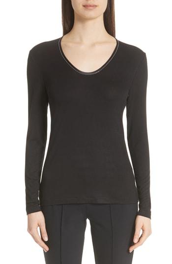 Women's Lafayette 148 New York Rila Chain Detail Top - Black