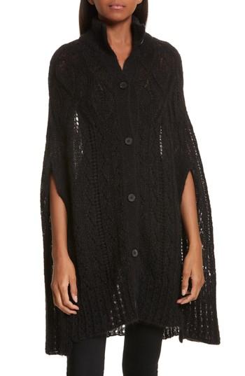 Women's Mcq Alexander Mcqueen Mohair Blend Cable Knit Cape - Black