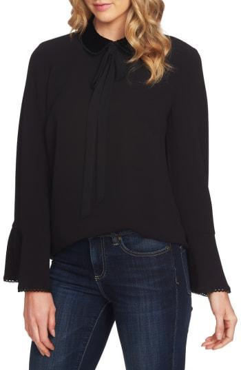 Women's Cece Collar Neck Tie Blouse - Black
