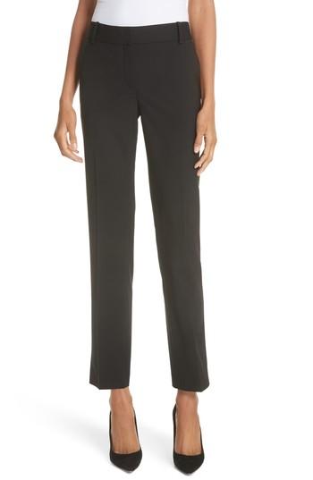 Women's Theory Straight Leg Stretch Wool Trousers - Black