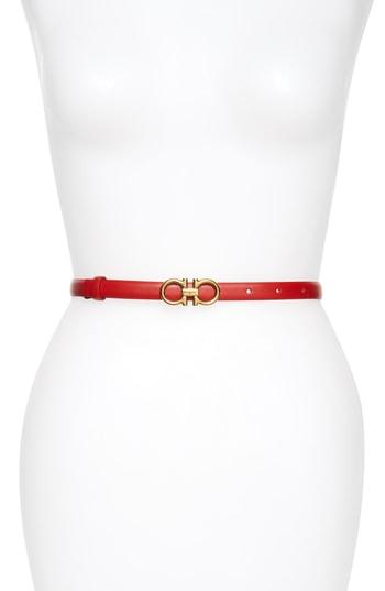 Women's Salvatore Ferragamo X-small New Gancini Leather Belt - Lipstick