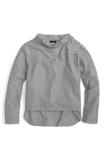 Women's J.crew Funnel Neck Stripe Shirt