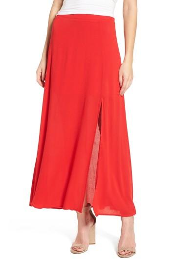 Women's Soprano Slit Maxi Skirt - Red