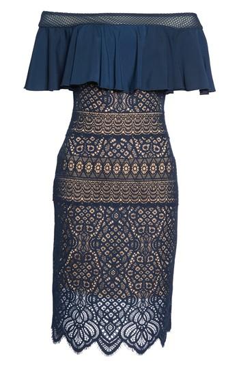 Women's Tadashi Shoji Off The Shoulder Sheath Dress - Blue