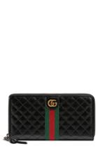 Women's Gucci Quilted Leather Zip Around Continental Wallet - Black