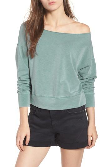 Women's Sundry Off The Shoulder Sweatshirt - Blue/green