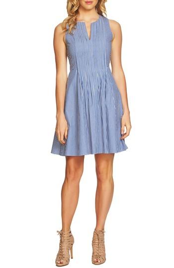 Women's Cece Pintuck Stripe A-line Dress - Blue