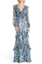 Women's Amur Kerry Floral Print Silk Gown - Green