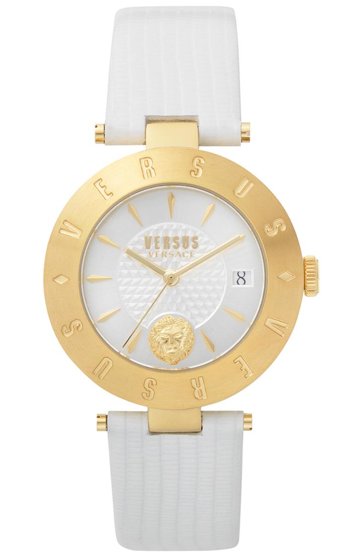 Women's Versus Versace Logo Leather Strap Watch, 34mm