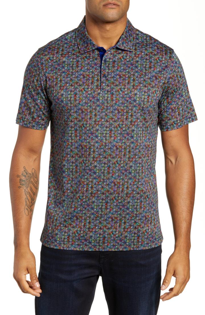 Men's Bugatchi Prism Mosaic Print Knit Polo - Red