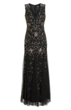 Petite Women's Adrianna Papell Beaded Gown P - Black
