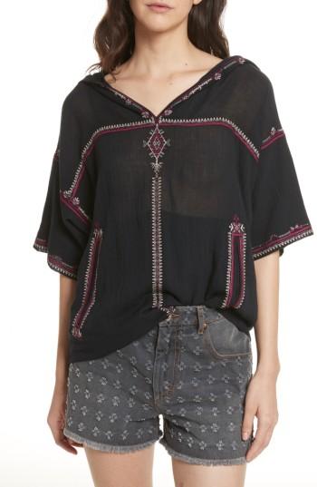 Women's Isabel Marant Etoile Mekki Embroidered Cotton Top Us / 34 Fr - Black