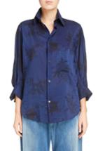 Women's Y's By Yohji Yamamoto Floral Print Shirt - Blue