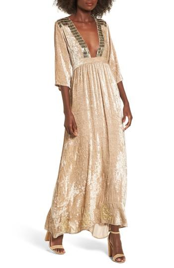 Women's Raga Romantic Visions Velvet Maxi Dress - Beige