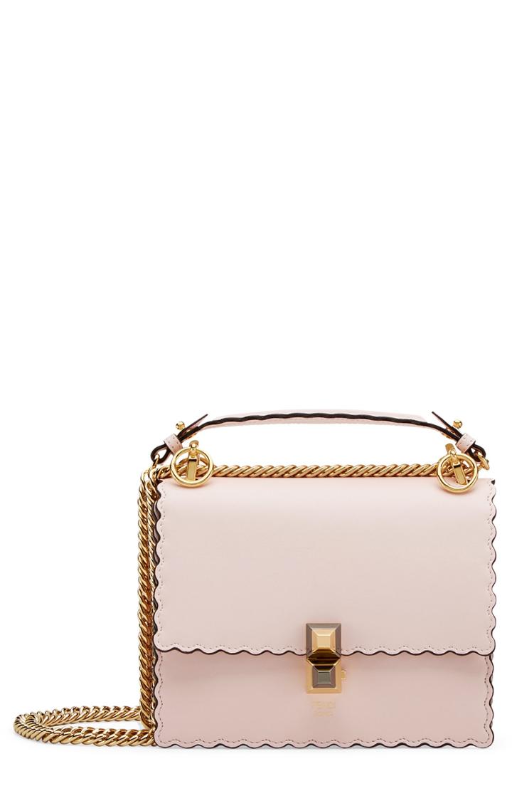 Fendi Mini Kan I Scalloped Leather Shoulder Bag - Pink
