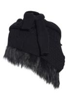 Women's Simone Rocha Faux Fur Trim Patchwork Knit Scarf, Size - Black