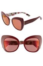 Women's Dolce & Gabbana 51mm Mirrored Cat Eye Sunglasses - Purple/ Red Mirror