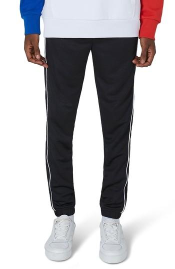 Men's Topman Piped Jogger Pants - Black