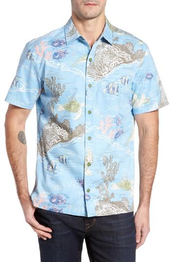 Men's Kahala Laupapa Slim Fit Camp Shirt, Size - Blue