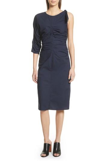 Women's Sea Clota Ruched One-shoulder Poplin Dress - Blue