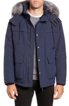 Men's Mackage Tricolor Genuine Fur Trim Down Jacket - Blue
