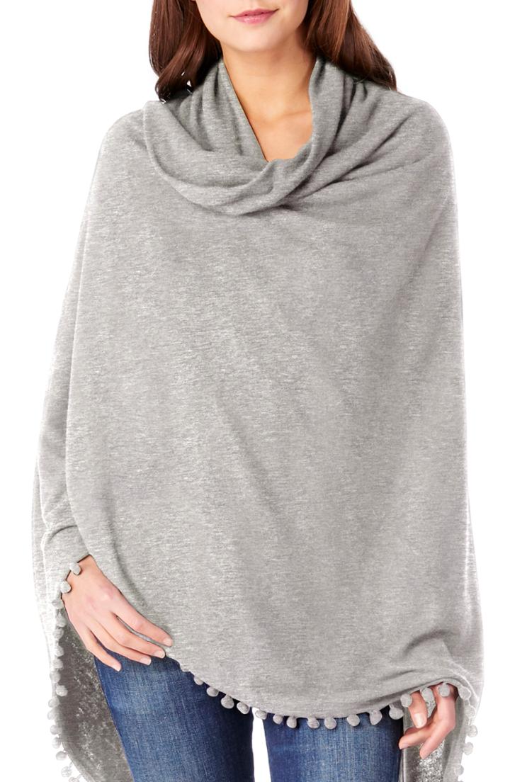 Women's Michael Stars Madison Pom Trim Brushed Wrap