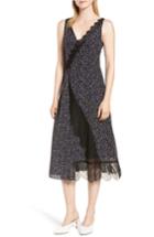 Women's Lewit Lace Trim Silk Midi Dress - Blue
