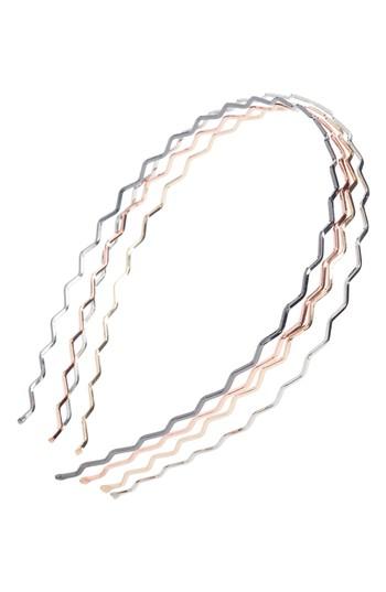 L.erickson Set Of 4 Metal Wave Headbands, Size - Metallic