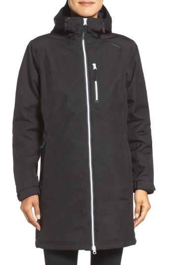 Women's Helly Hansen 'belfast' Long Waterproof Winter Rain Jacket - Black
