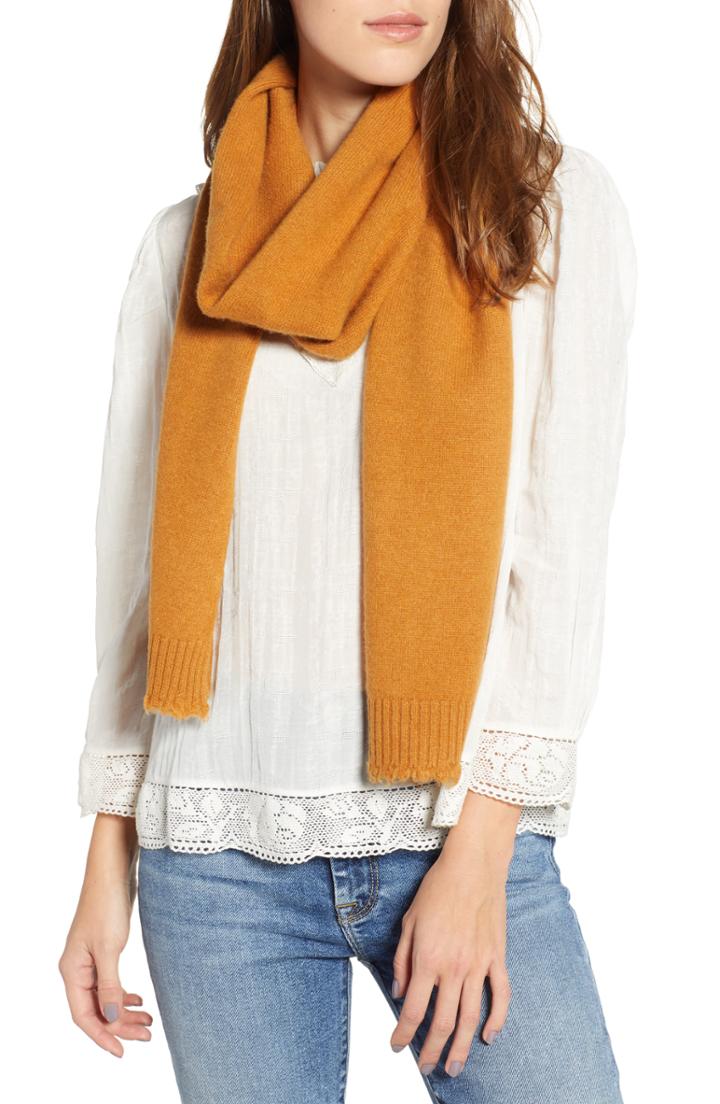 Women's Frye Frayed Edge Wool Muffler, Size - Orange