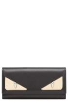 Women's Fendi Monter Leather Continental Wallet - Black