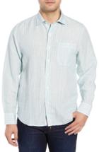 Men's Tommy Bahama Sand Stripe Linen Blend Sport Shirt - Blue