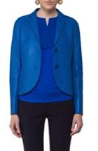 Women's Akris Punto Perforated Leather Blazer - Blue