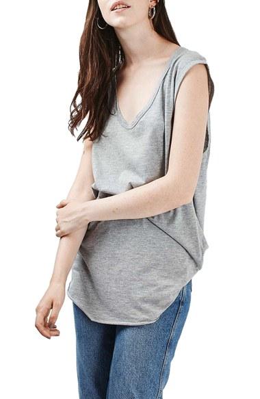 Women's Topshop Slouchy U-neck Tank Us (fits Like 0) - Grey
