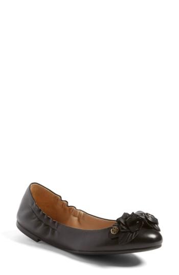 Women's Tory Burch 'blossom' Ballet Flat .5 M - Black