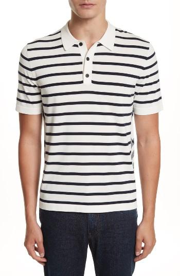 Men's Burberry Talbot Stripe Slim Fit Polo - White