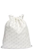 Stella Mccartney Perforated Logo Faux Leather Drawstring Backpack - White
