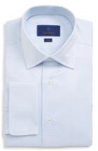 Men's David Donahue Trim Fit Dot Dress Shirt .5 - 32/33 - Blue