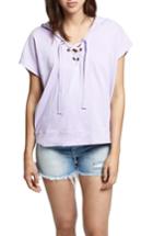 Women's Sanctuary Beachcomber Lace-up Cotton Short Sleeve Hoodie - Purple